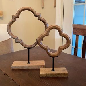 Set of two decorative wood sculptures